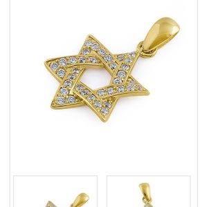 14 KT gold star of David with Cubic zirconia
